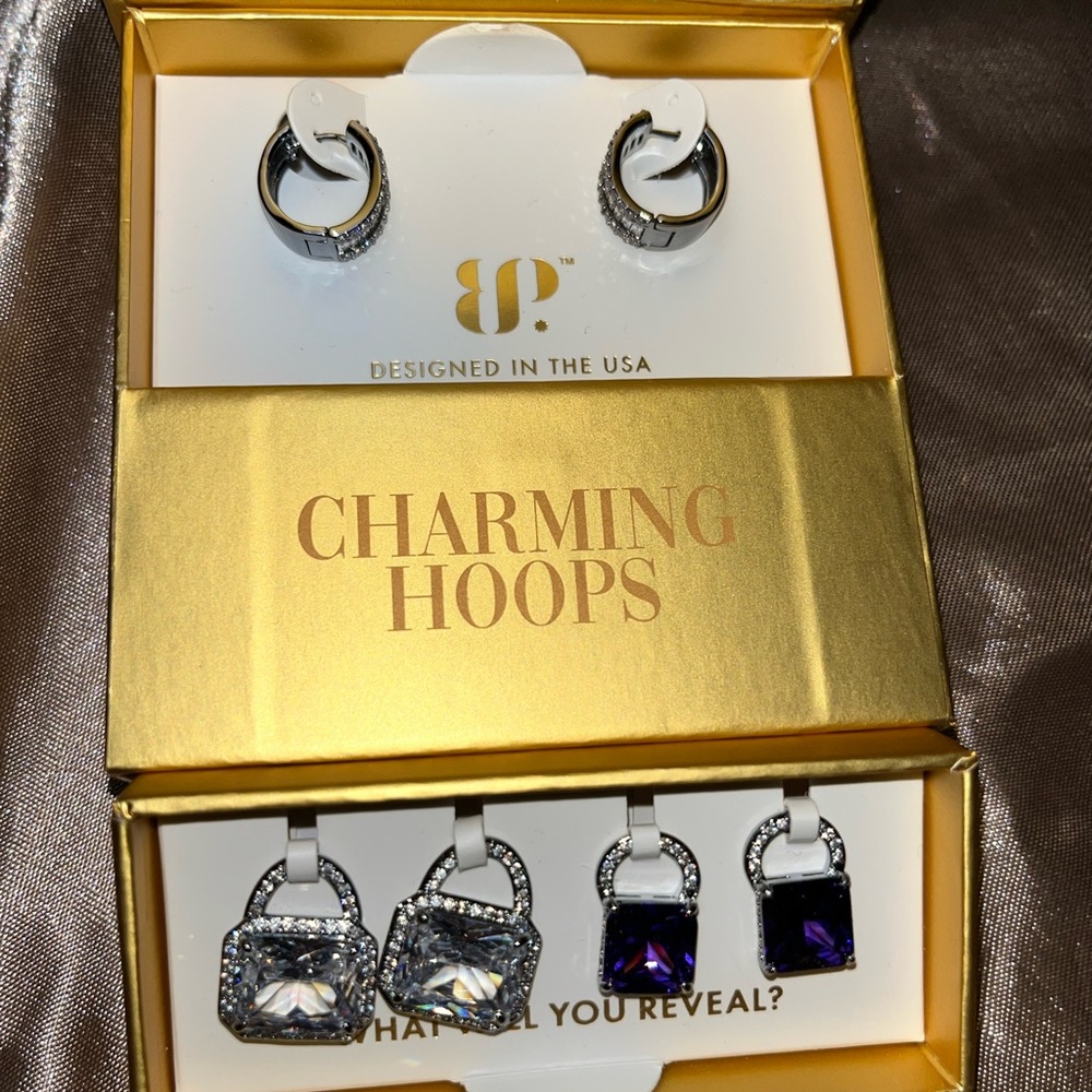 BP Silver and Purple Charming Hoops Set